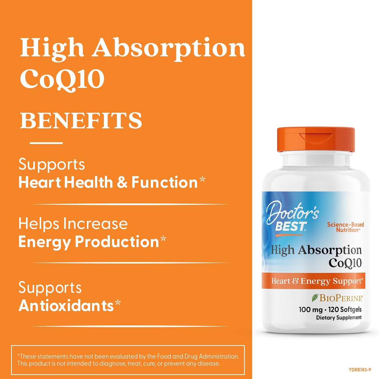 Doctor's Best High Absorption CoQ10 with BioPerine,120 Count - Nirvana Guru
