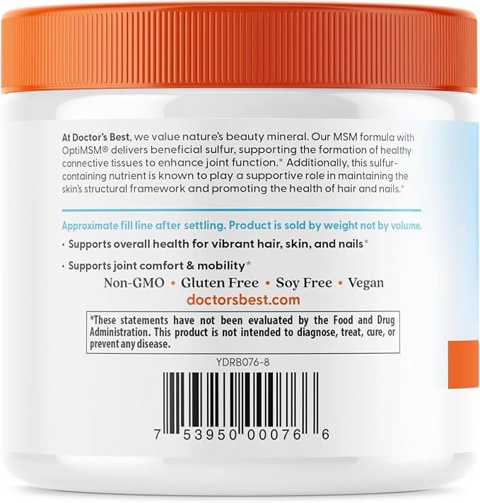 Doctors Best MSM Powder, Supports Hair, Skin, Nails, & Joints,8.8 oz (250 Grams) - Nirvana Guru