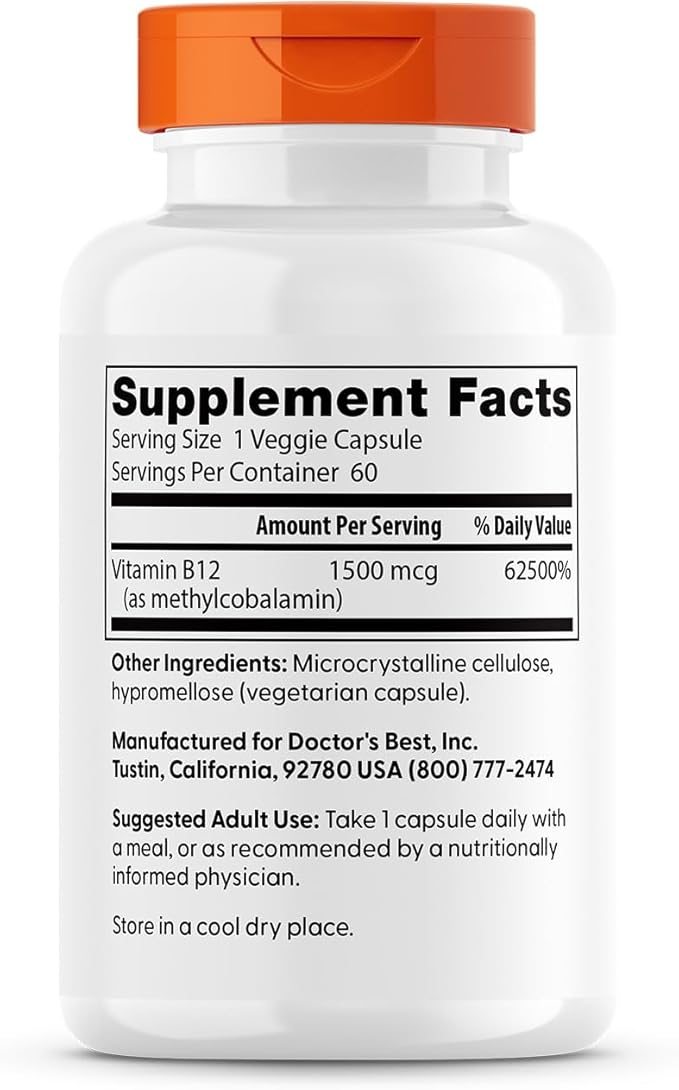 Doctor's Best Fully Active B12 1500 mcg,60 Count - Nirvana Guru