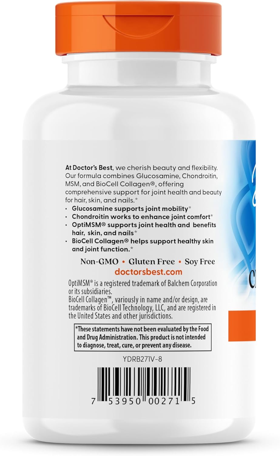 Doctor's Best Glucosamine Chondroitin MSM + Hyaluronic Acid with OptiMSM Featuring Biocell Collagen, Joint Support,150 Caps - Nirvana Guru