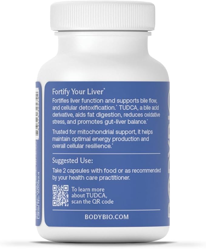 BodyBio TUDCA for Liver Detox,Healthy Fat Metabolism and Digestion, Pure Tauroursodeoxycholic Acid - 60 Capsules - Nirvana Guru