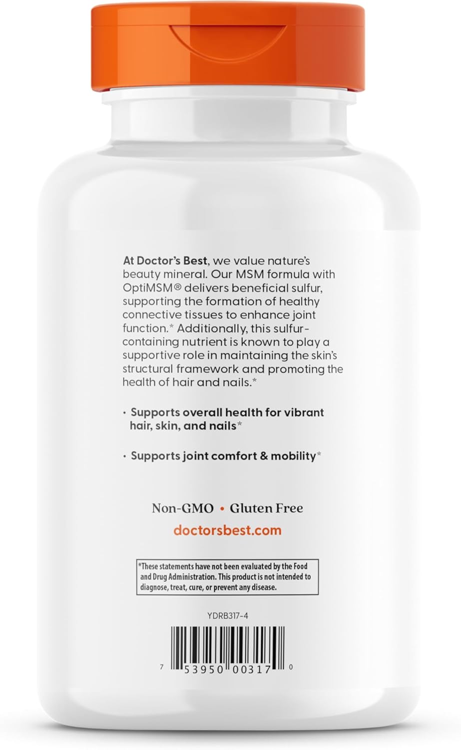 Doctors BEST MSM, Supports Hair, Skin, Nails, & Joints,3000 mg Per Serving, 360 Capsules - Nirvana Guru