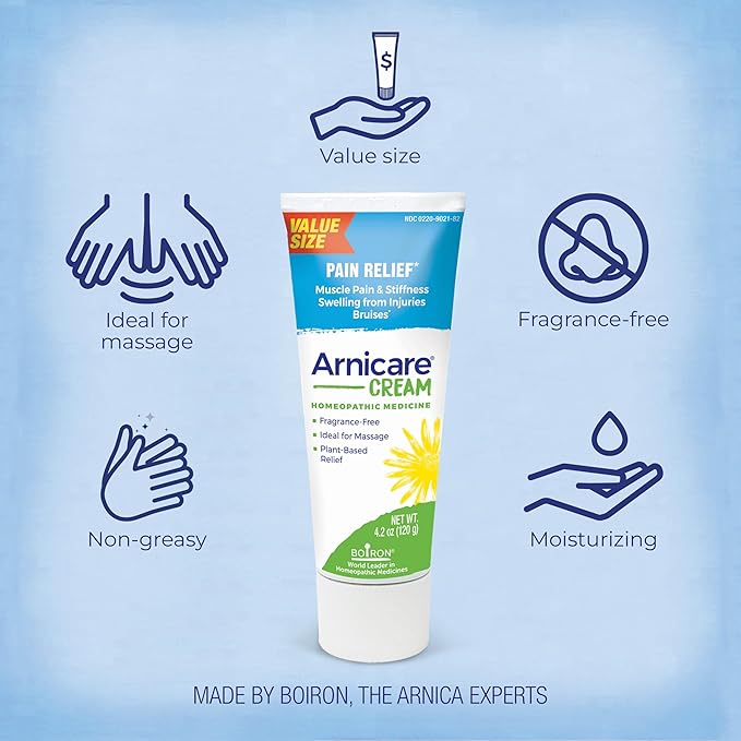 Boiron Arnicare Cream Natural Soothing Relief,Fast Absorbing and Fragrance-Free - 4.2 oz - Nirvana Guru
