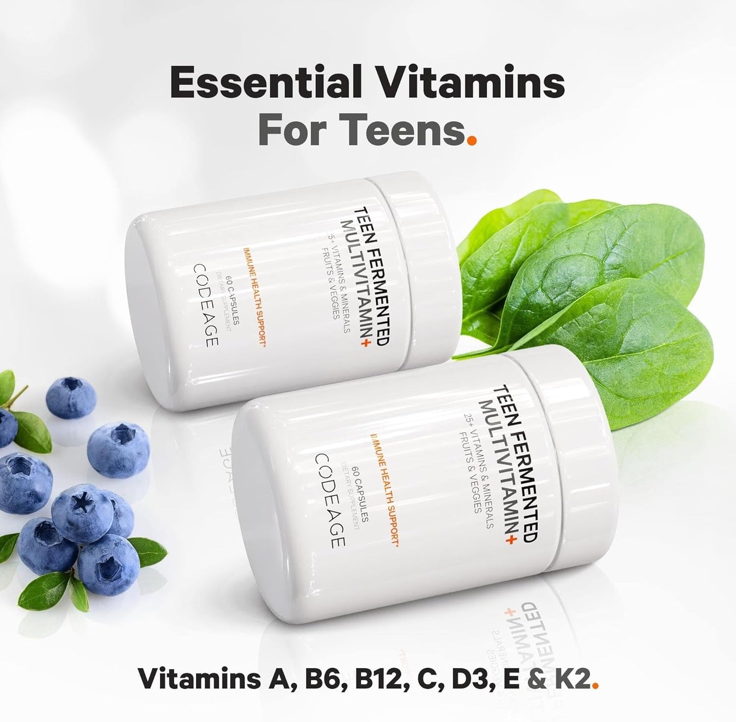 Codeage Teen Multivitamin Supplemen,Organic Whole Food Formula with Omega-3 and Vitamins A to K - 60 Capsules - Nirvana Guru