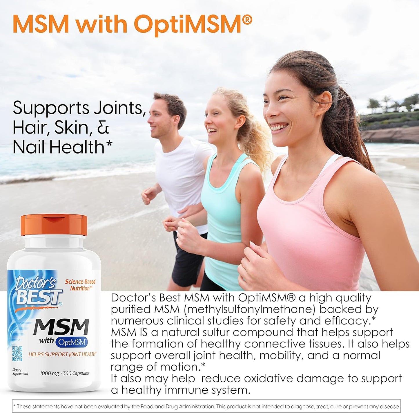 Doctors BEST MSM, Supports Hair, Skin, Nails, & Joints,3000 mg Per Serving, 360 Capsules - Nirvana Guru