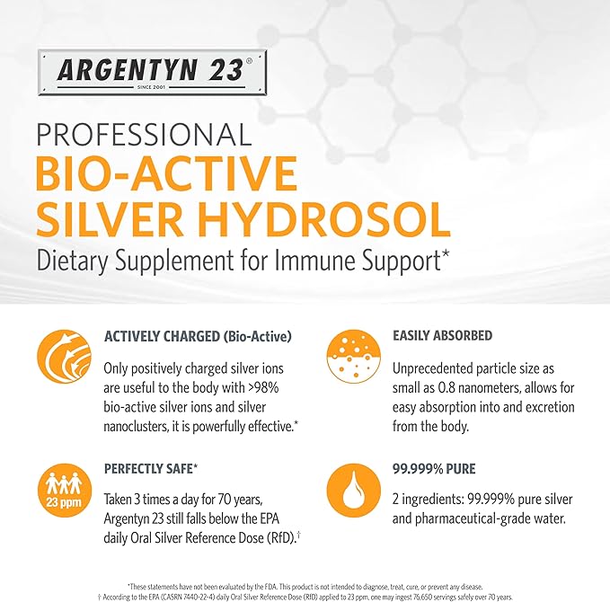 Argentyn 23 Professional Bio-Active Silver Hydrosol for Immune Support,4oz - Nirvana Guru
