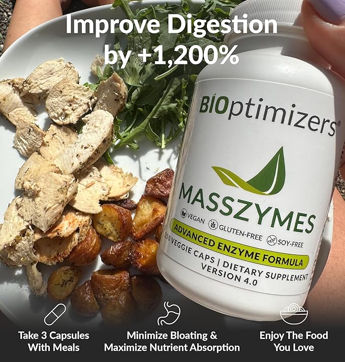 BIOptimizers MassZymes Digestive Enzymes Supplement,250 Caps - Nirvana Guru
