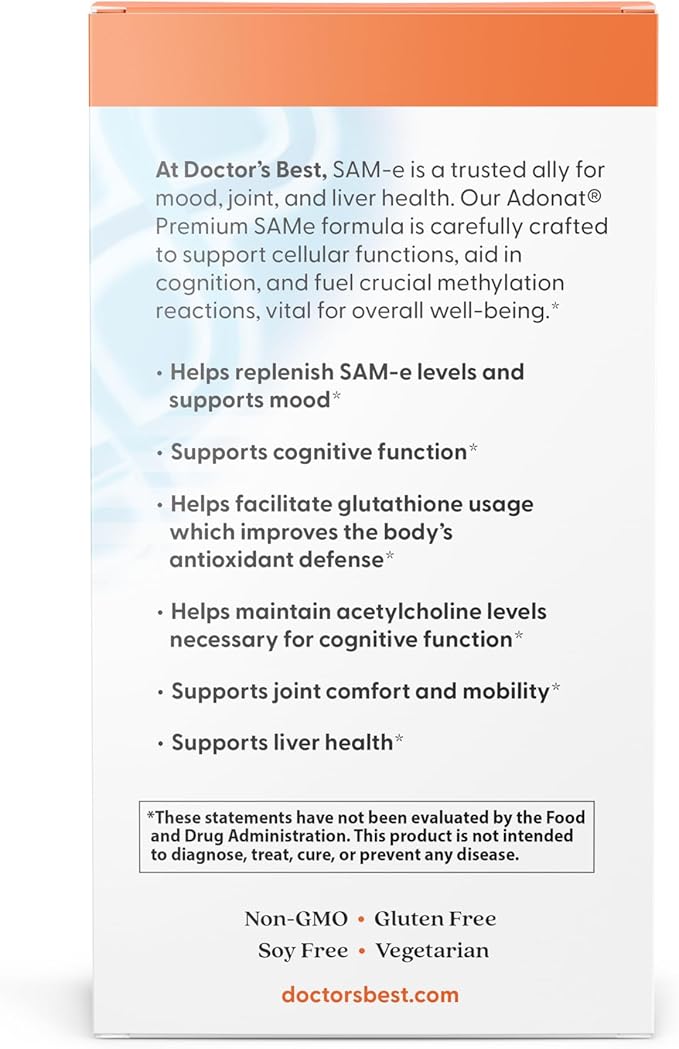 Doctor's Best SAM-e 400 mg,60 Enteric Coated Tablets - Nirvana Guru