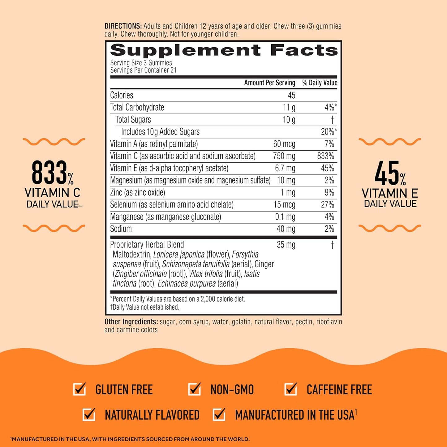 Airborne 750mg Vitamin C Gummies for Adults, Immune Support Gummies with Powerful Antioxidants VIT C & E, Caffeine Free - 2x63ct Bottle (42 Servings), Assorted Fruit Flavor - Nirvana Guru