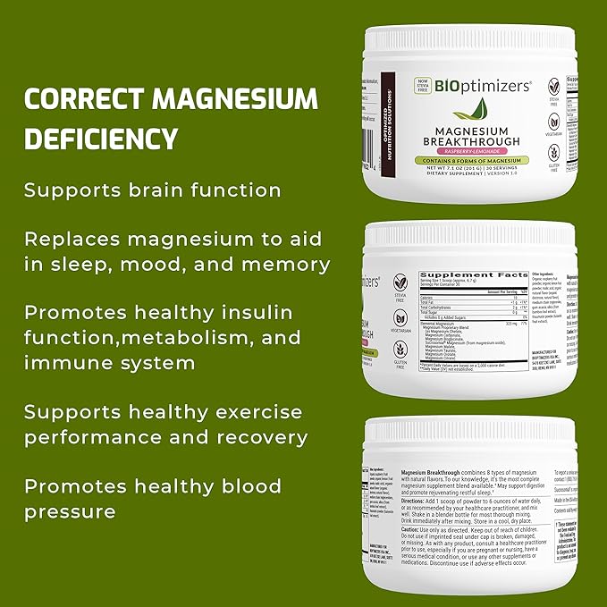 BIOptimizers Magnesium Breakthrough Drink Raspberry Lemonade,30 Servings - Nirvana Guru