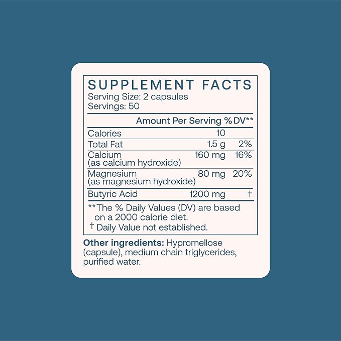 BodyBio Butyrate Supplement Butyric Acid with Calcium Magnesium - 250 Capsules - Nirvana Guru