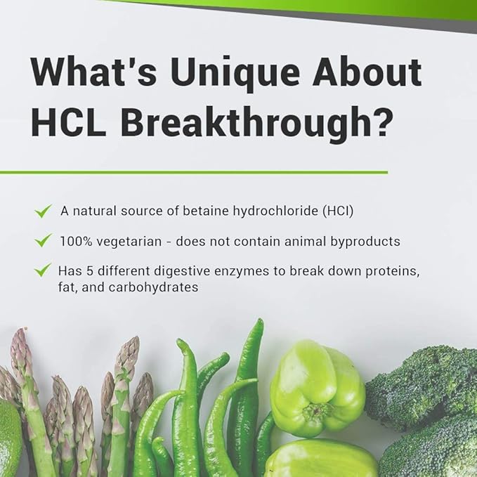 BIOptimizers HCL Breakthrough - Betaine Hydrochloride Enzymes Supplement,90 Pepsin-Free Capsules - Nirvana Guru