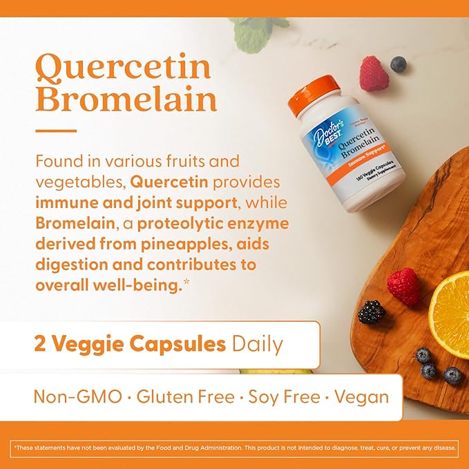 Doctor's Best Quercetin Bromelain, Immunity Support Capsule,180 Veg Capsule - Nirvana Guru