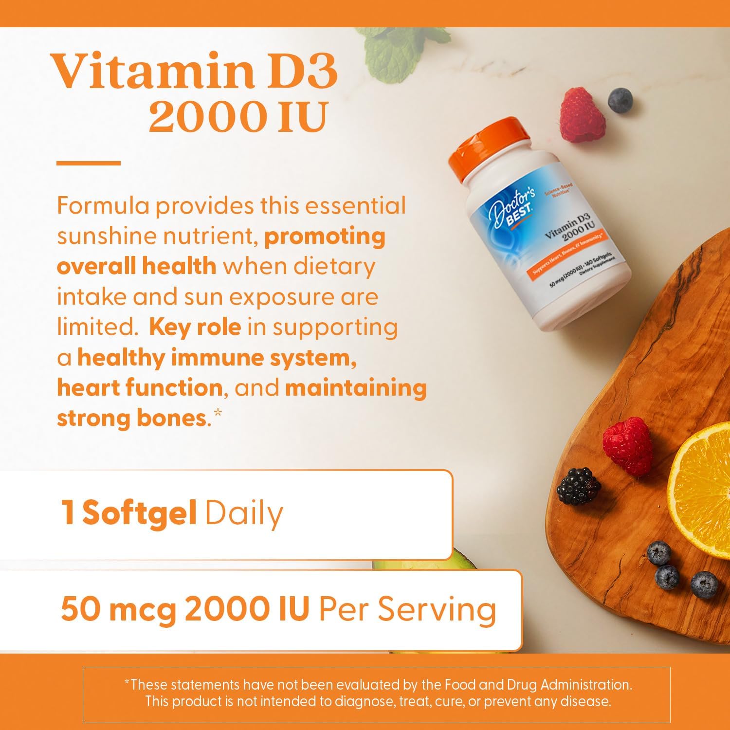 Doctors BEST Vitamin D3 2000 IU,180 Softgels - Nirvana Guru