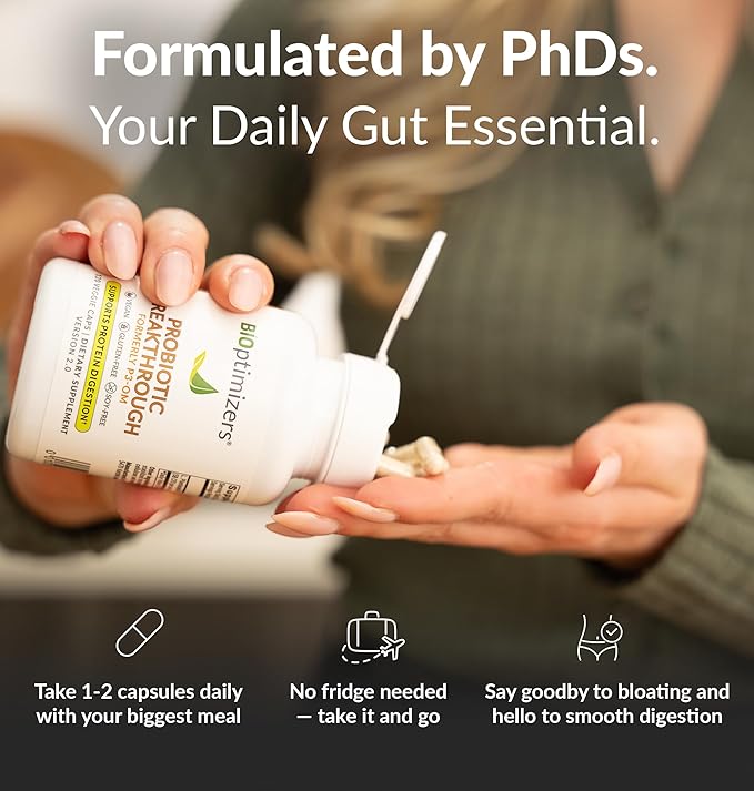 BIOptimizers Probiotic Breakthrough, Proteolytic Prebiotics & Probiotics Supplement,60 Vegan Capsules - Nirvana Guru
