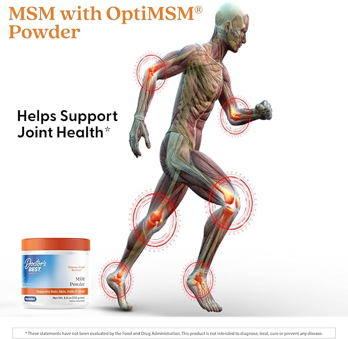 Doctors Best MSM Powder, Supports Hair, Skin, Nails, & Joints,8.8 oz (250 Grams) - Nirvana Guru