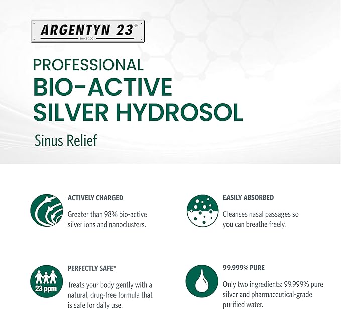 Argentyn 23 Professional Bio-Active Silver Hydrosol Sinus Relief,2oz - Nirvana Guru