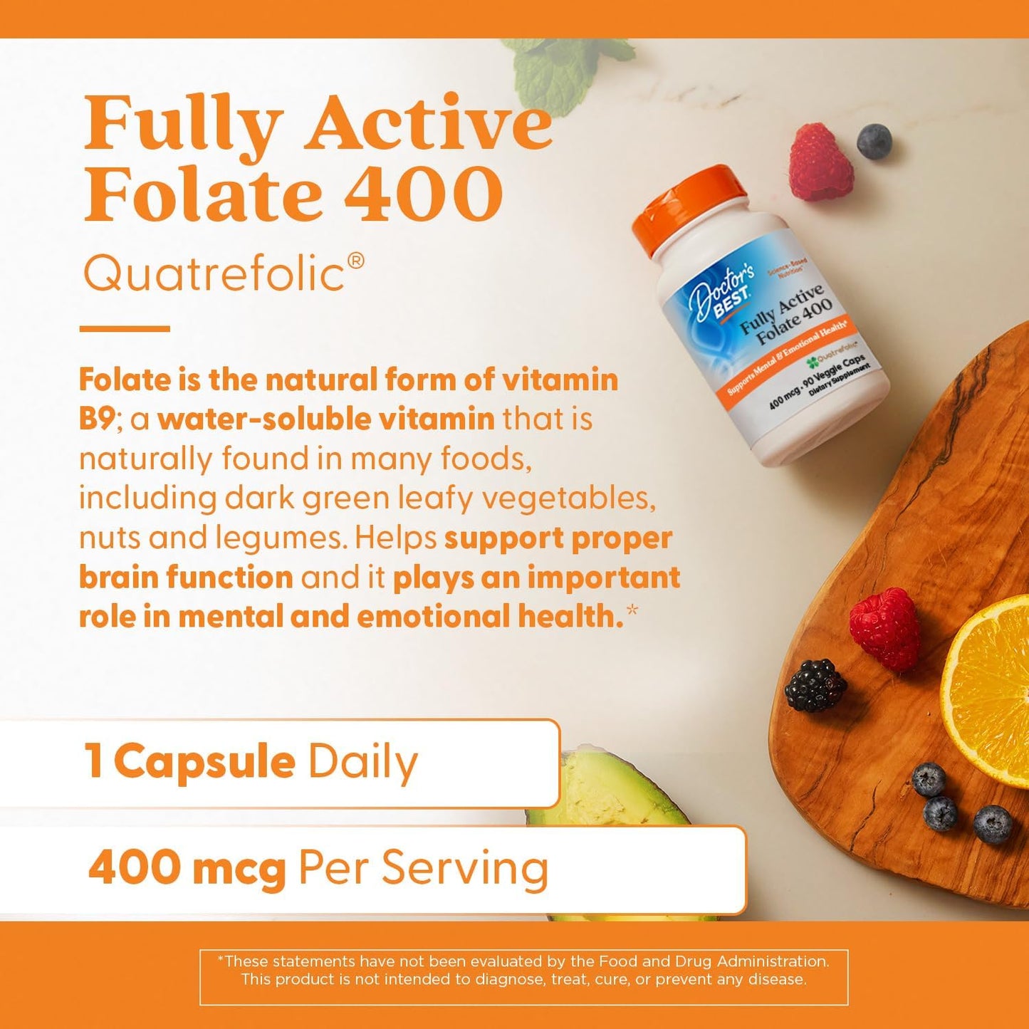 Doctor's Best Fully Active Folate with Quatrefolic400 mcg,90 Veg Caps - Nirvana Guru