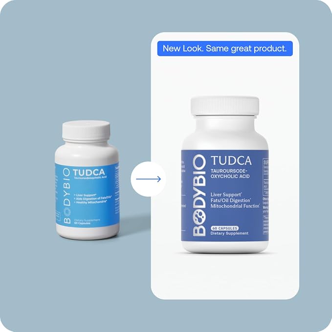 BodyBio TUDCA for Liver Detox,Healthy Fat Metabolism and Digestion, Pure Tauroursodeoxycholic Acid - 60 Capsules - Nirvana Guru