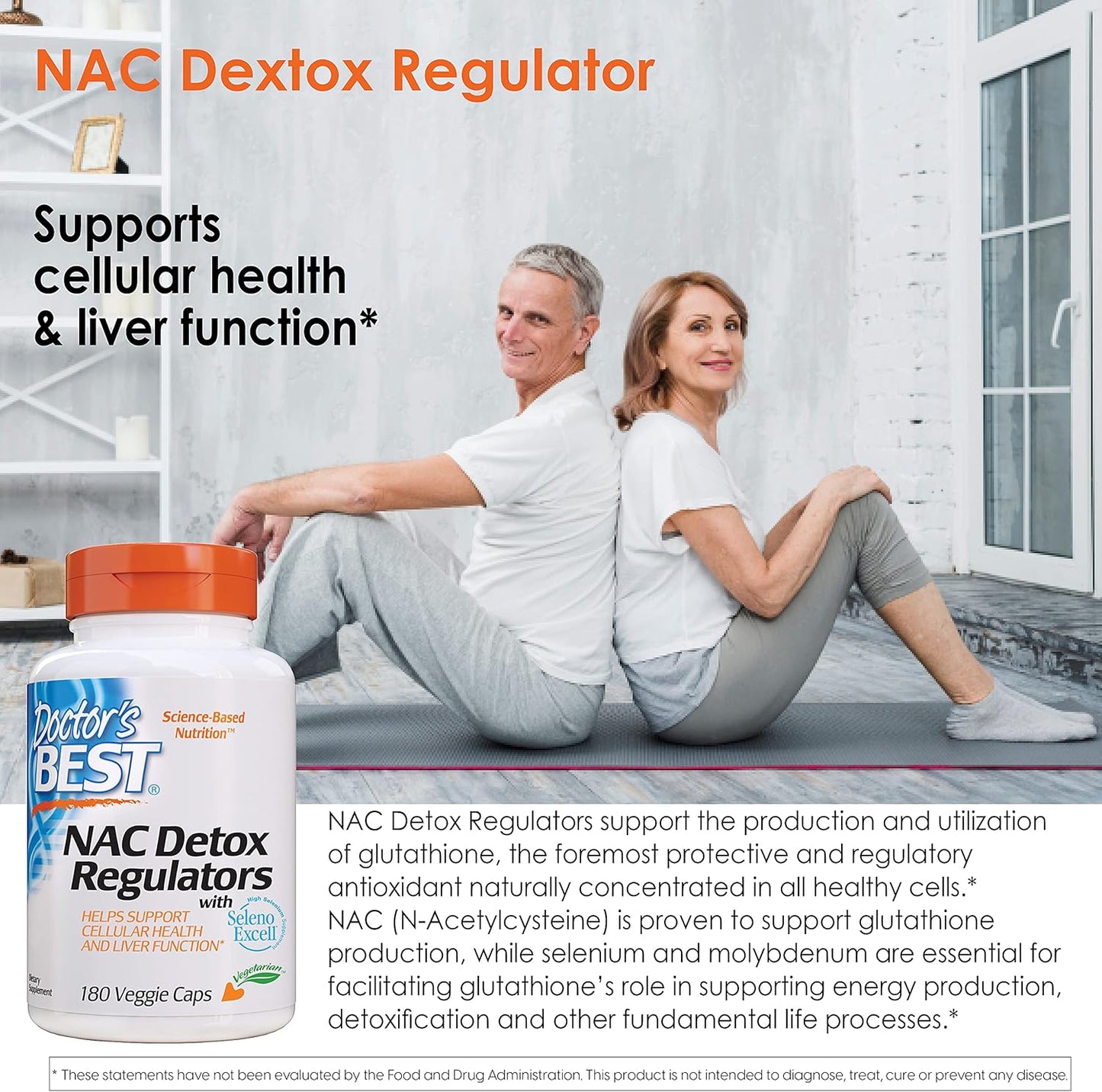 Doctor's Best Nac Detox Regulators with seleno excell,180 Veggie Caps - Nirvana Guru