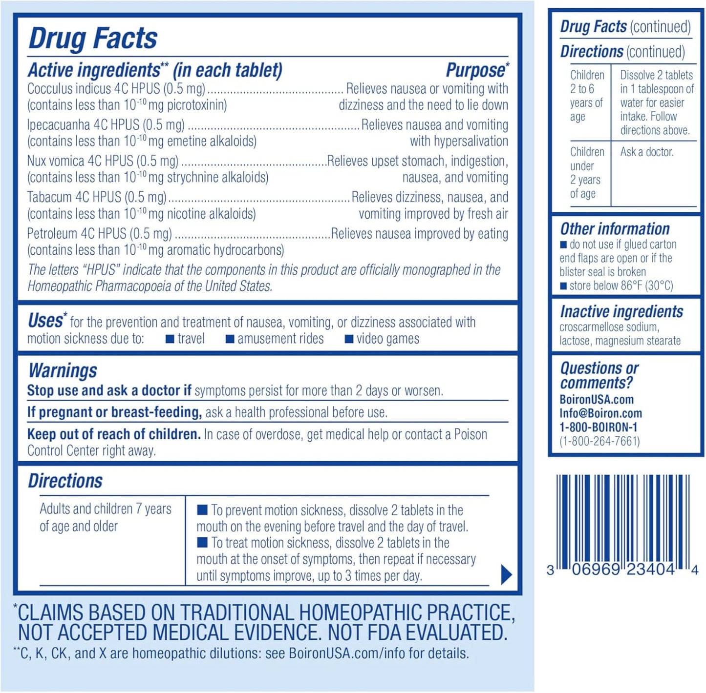 Boiron MotionCalm Relief for Nausea, Vomiting, or Dizziness,60 Count - Nirvana Guru