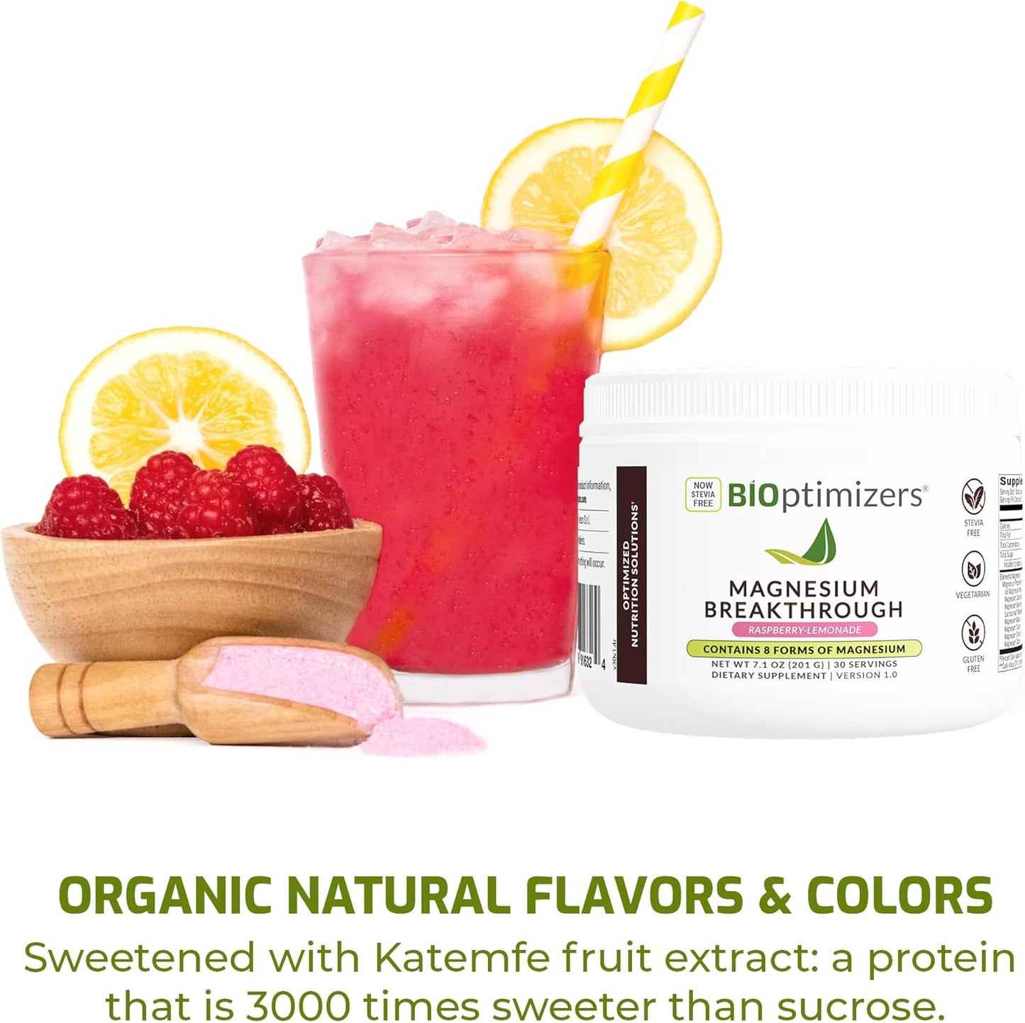 BIOptimizers Magnesium Breakthrough Drink Raspberry Lemonade,30 Servings - Nirvana Guru
