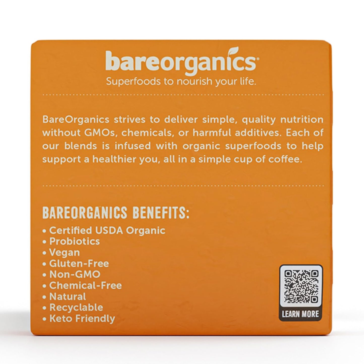 BareOrganics Focus Coffee with Superfoods, Organic Probiotic Coffee, 10 Single Serve Cups - Nirvana Guru