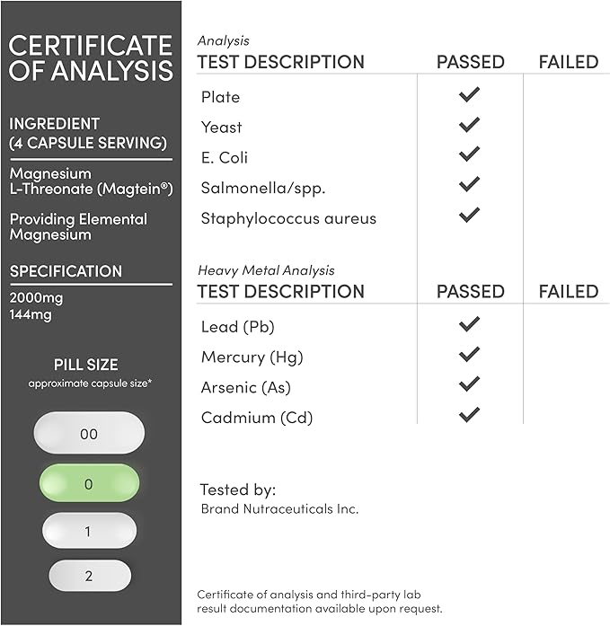 Magnesium L Threonate, Magtein™, Sleep and Cognitive Support,120 Capsules - Nirvana Guru