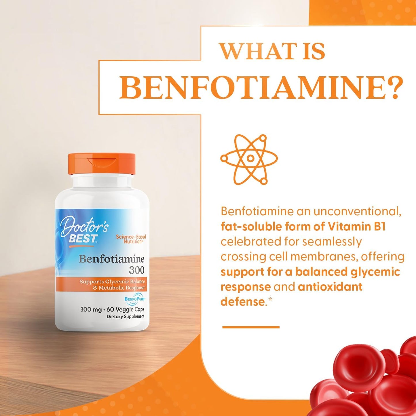 Doctor's Best Benfotiamine 300 with BenfoPure, Helps Maintain Healthy Glucose Metabolism,60 Veggie Caps - Nirvana Guru