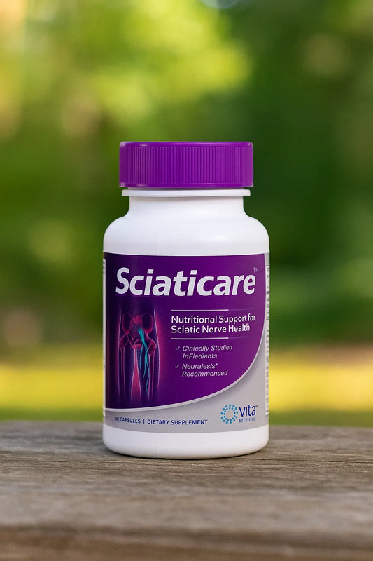 Vita Sciences Sciaticare Nerve Soothing Supplement Vitamins with Natural R-ALA Form 40X Strength, NOT Synthetic Alpha Lipoic Acid (ALA) - Lower Lumbar Sciatic, Hip, Thigh, Leg, Foot nirvanaguru