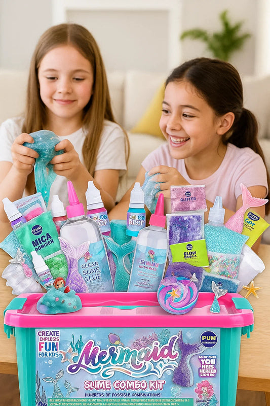 Summer Gift Mermaid Slime Kit for Girls, FunKidz Shimmer Slime Making Kit for Kids Age 8-12 DIY Soft Glitter Glossy Metallic Slime Toy Nirvana Guru