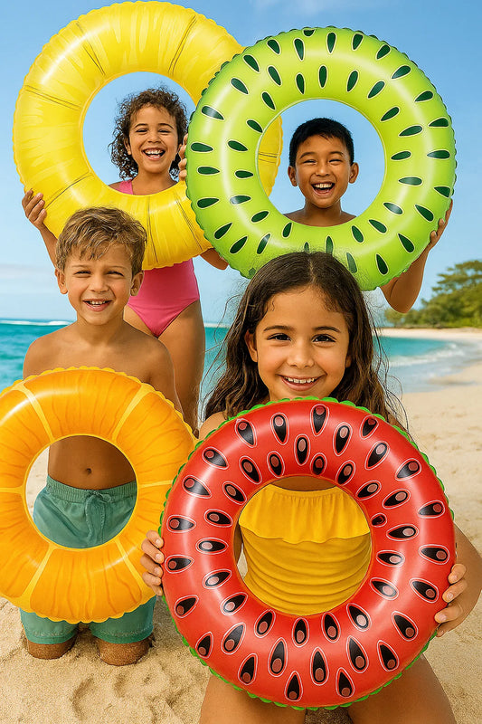 Sloosh 4 Pack Inflatable Pool Floats, Pool Tube Rings, Swim Tubes, Floaties Toys, Beach Swimming Party Toys for Kids and Adults Nirvana Guru