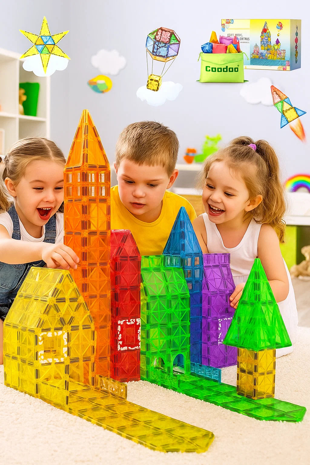 60 PCS Magnetic Building Tiles Kids Toys STEM Magnetic Blocks Sensory Toys Kids Games Magnet Building Toy for Boys and Girls Aged 3+, Kid Brain Development Preschool Kindergarten Toddler Toy nirvanaguru