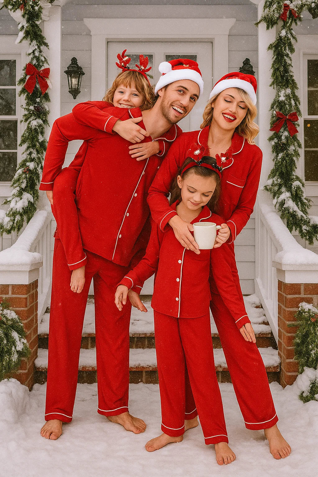 Ekouaer Christmas Family Matching Pajamas Long Sleeve Button Down Pj Set Festival Party Sleepwear nirvanaguru
