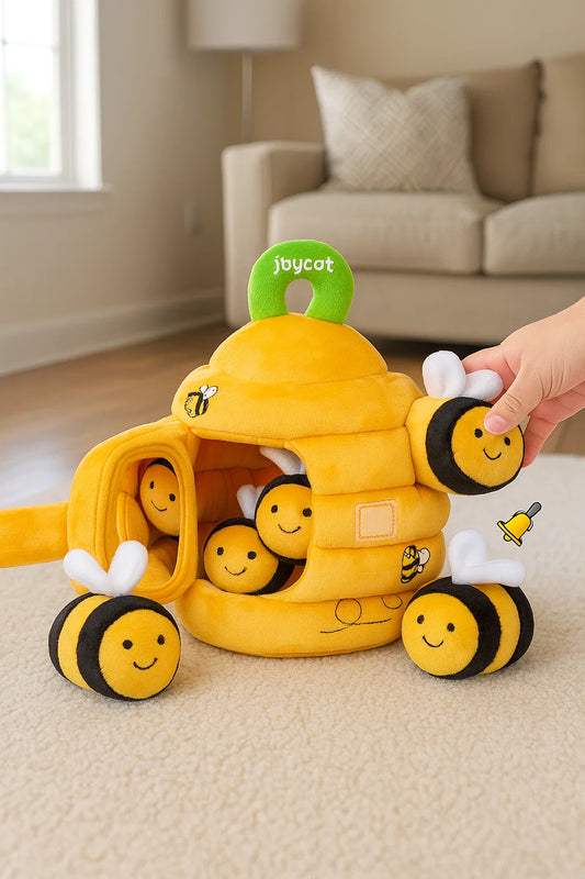 JoyCat Baby Toys 6-12 Months - Soft Baby Beehive with 5 Sensory Bees - Rattle, Crinkle Paper, Squeaker, Mirror, Busy Montessori Soft Toys for Toddlers 0-3 Years Old - Bee Plush Boy Girl Birthday Gift nirvanaguru