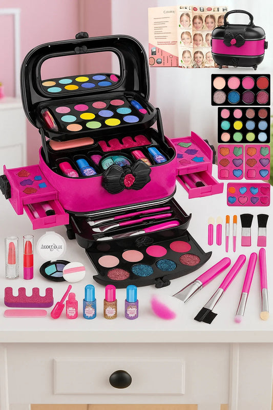 Hollyhi 58 Pcs Kids Makeup Kit for Girl, Princess Toys Real Washable Cosmetic Set with Mirror, Kids Makeup Sets for Girls, Play Make Up Birthday Gifts for 3 4 5 6 7 8 9 10 11 12 Years Old Kid (Rose) nirvanaguru