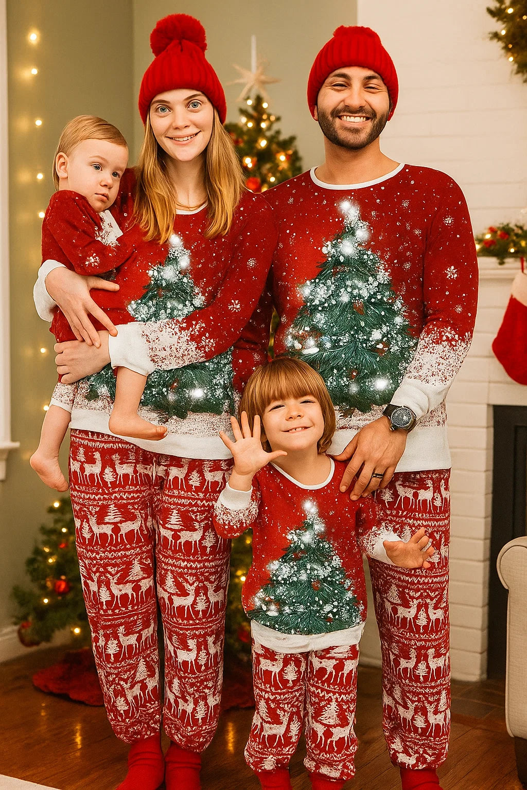 Matching Christmas Pajamas for Family Cute Printed Xmas Pajamas Set Holiday Family Sleepwear Sets for Womens Couples nirvanaguru