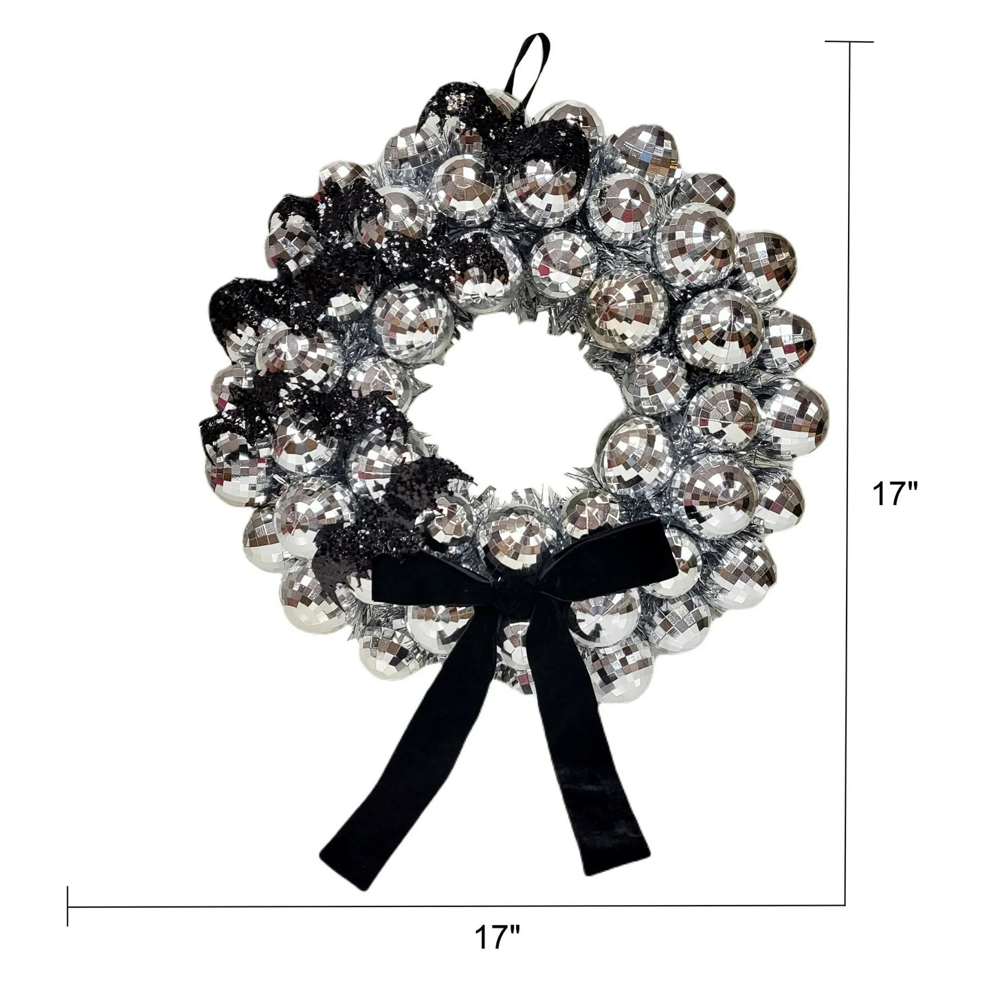 Disco Ball and Bats Wreath, Silver and Black, 17", Halloween by Way To Celebrate nirvanaguru