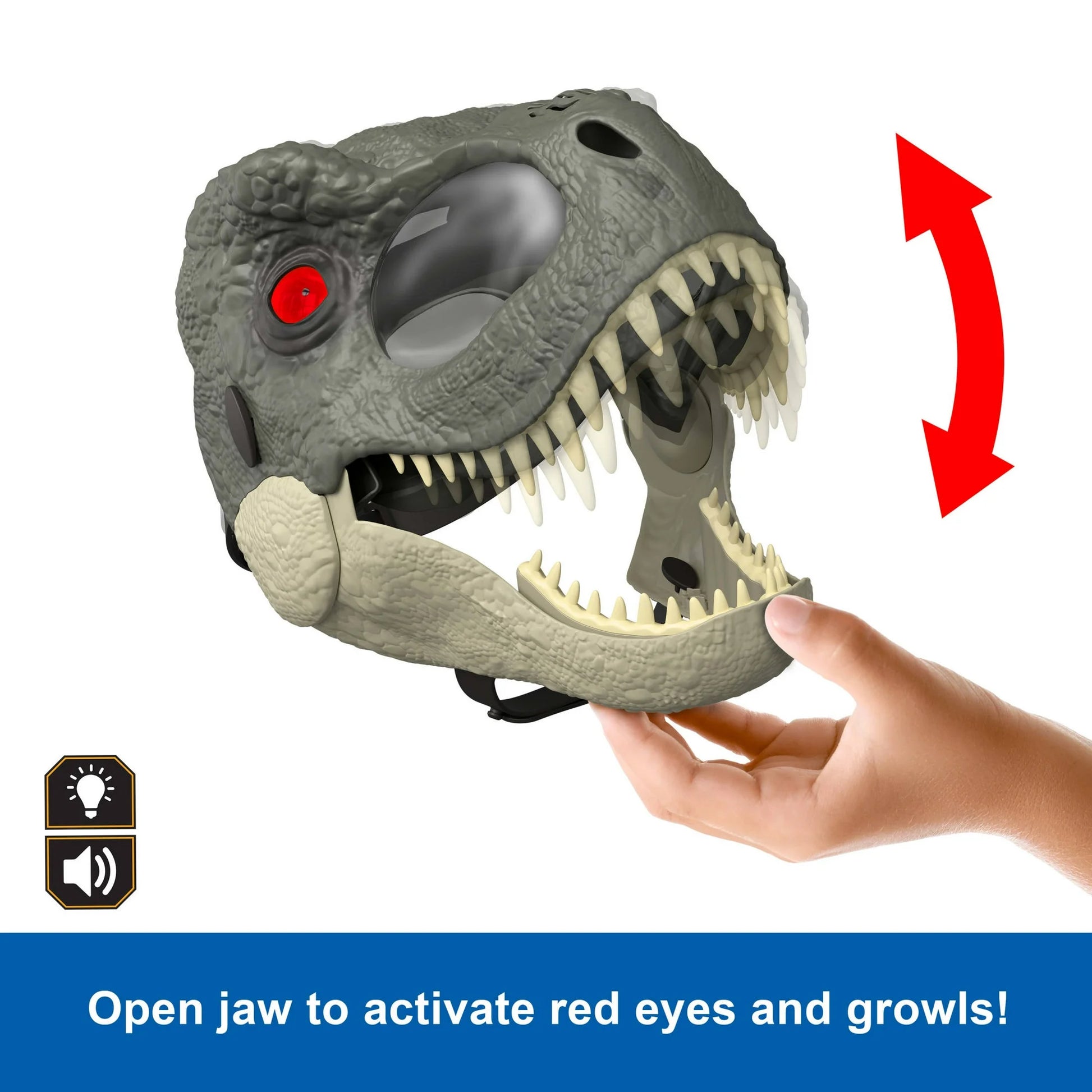 Jurassic World Rebirth T-Rex Rage N Roar Mask with LED Light up Eyes Feature, 3 Level Effects nirvanaguru