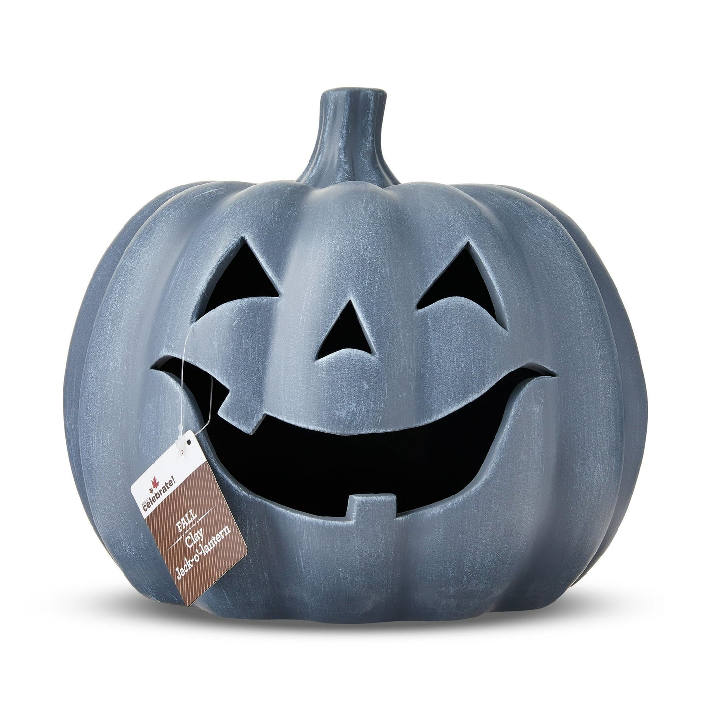 Clay Jack-o'-Lantern Tabletop Fall Halloween Decor, Gray, 9", by Way To Celebrate nirvanaguru