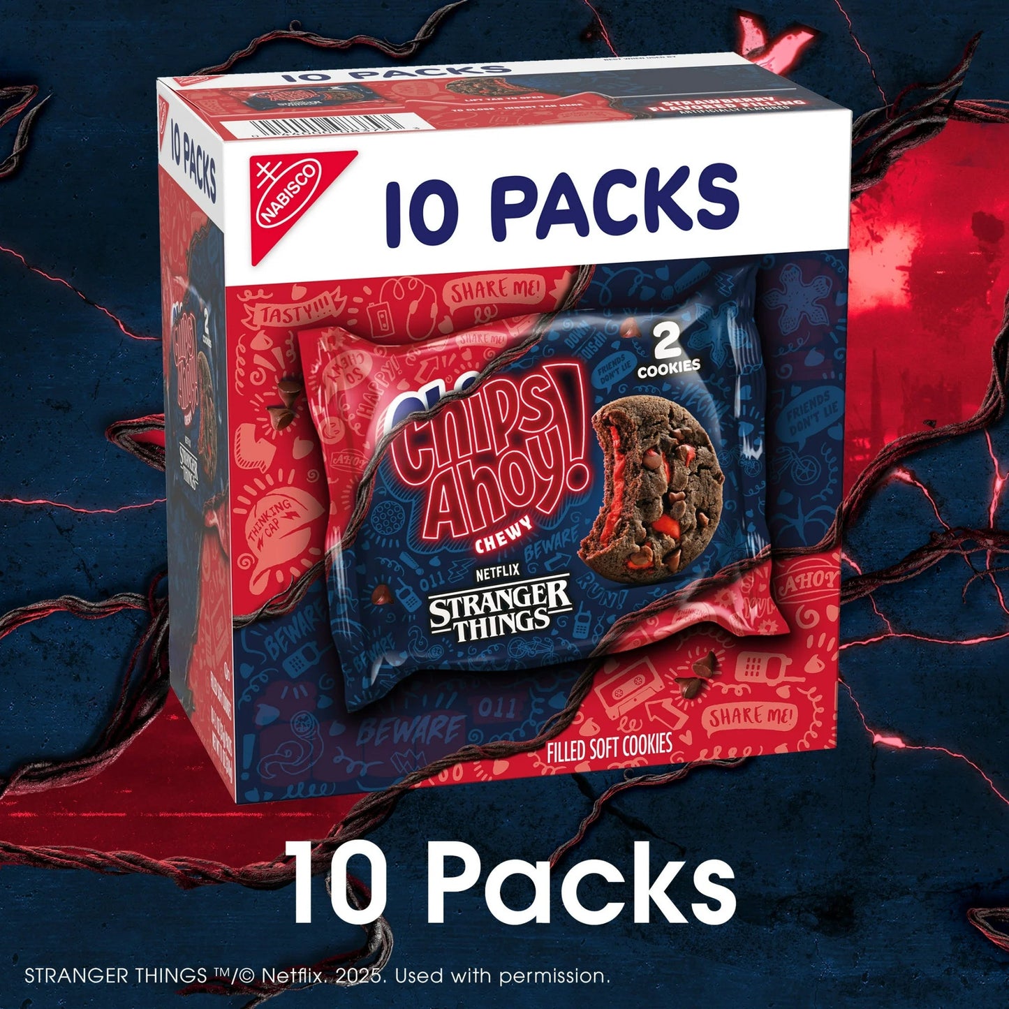 CHIPS AHOY! Stranger Things Chewy Chocolatey Strawberry-Flavored Filled Soft Cookies, 10 Snack nirvanaguru