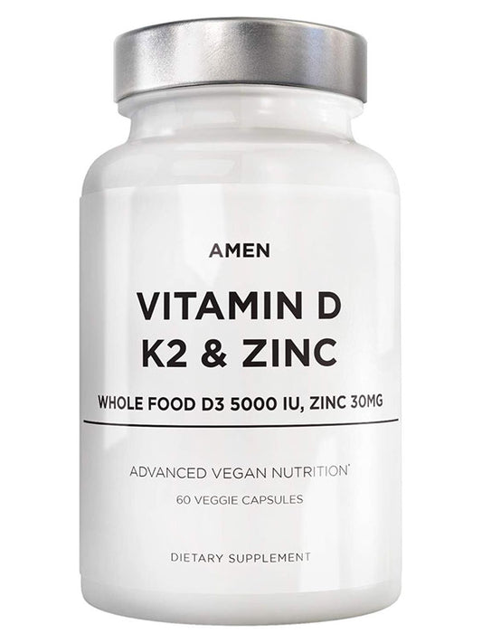 Amen Vitamin D, K2 & Zinc, Cholecalciferol D3 5000 IU - Nirvana Guru