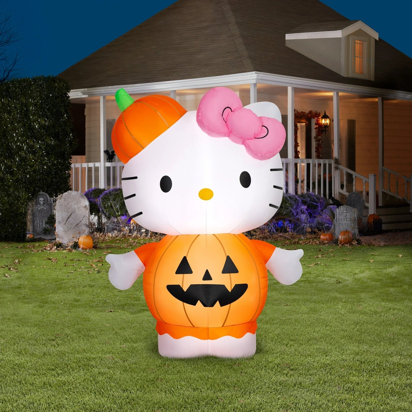 Halloween Airblown Yard Inflatables Hello Kitty in Pumpkin 41.73 in x 28.74 in x 53.93 in 3.28 lb nirvanaguru
