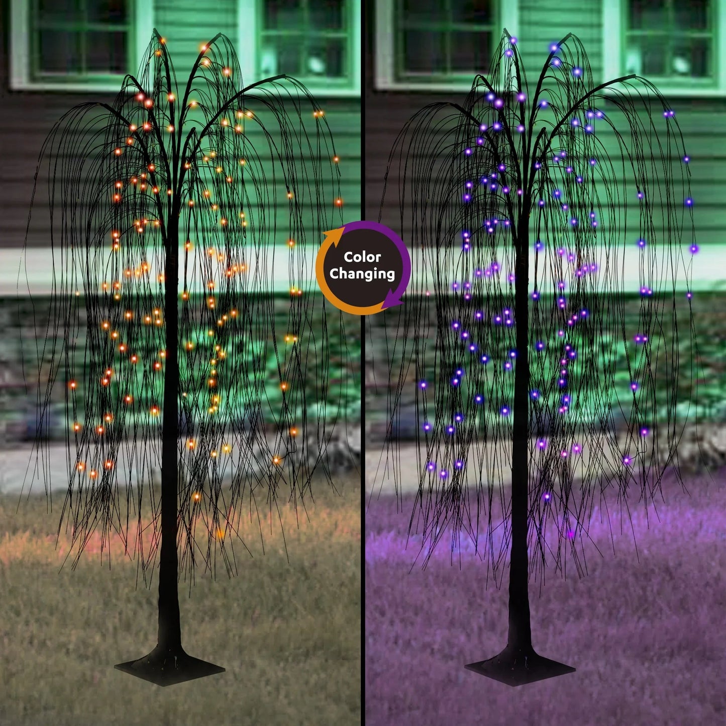 Orange and Purple Willow Tree, 48in, Color Changing LEDs, 8-Function Battery-Operated, Halloween Indoor/Outdoor, by Way To Celebrate nirvanaguru