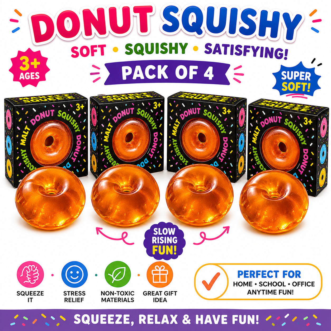 Donut Squishy Toy – Blue Soft Slow Rising Stress Relief Sensory Fidget Squeeze Toys for Kids & Adults - Squishy Donut Set Nirvana Guru