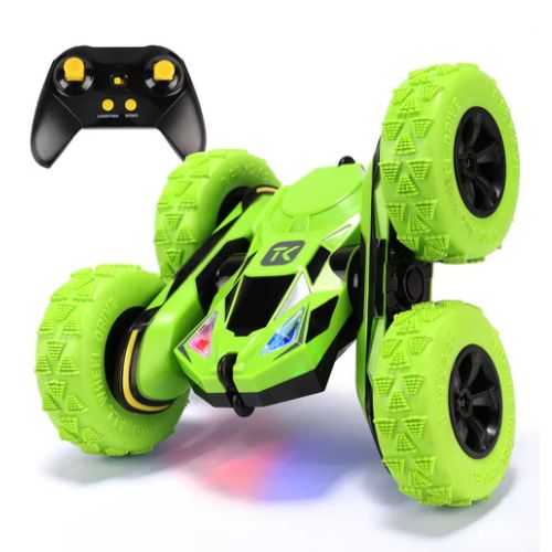 Threeking RC Stunt Cars Remote Control Car Double-Sided Driving 360-degree Flips Rotating Car Toy, Green Nirvana Guru