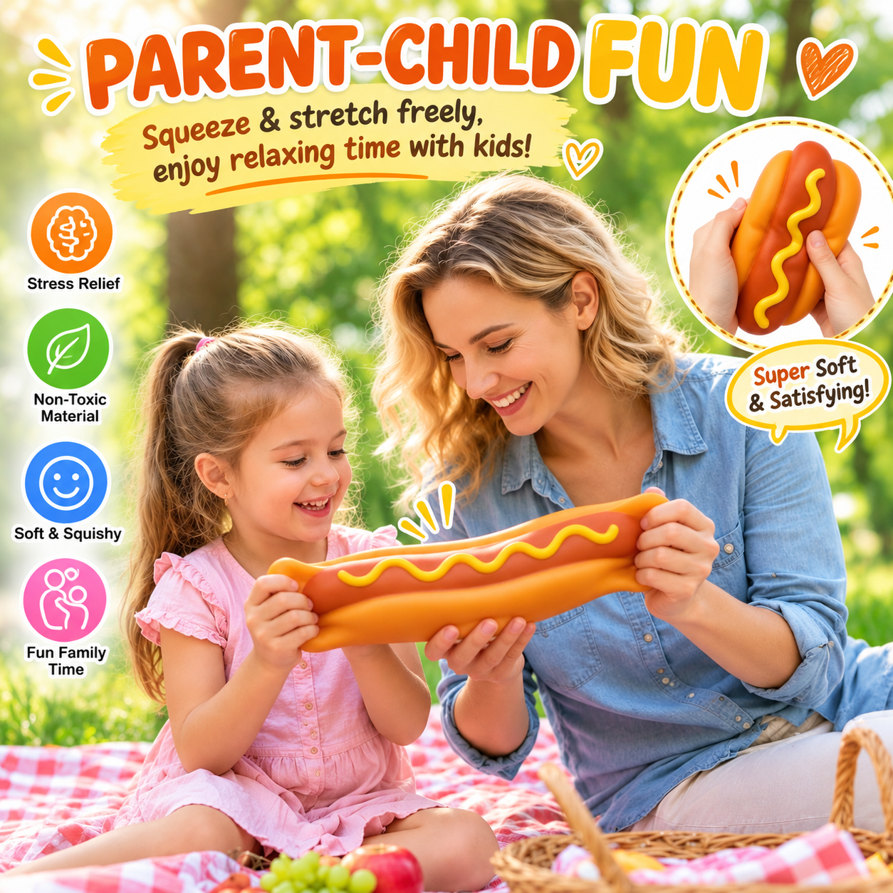 Squishy Hot Dog Colossal Rising Squeeze Toy for Anxiety Relief | Cute Giant Fruit Stress Balls Squishiest Toy, Birthday Gifts Party Favor for Adults Kids Nirvana Guru