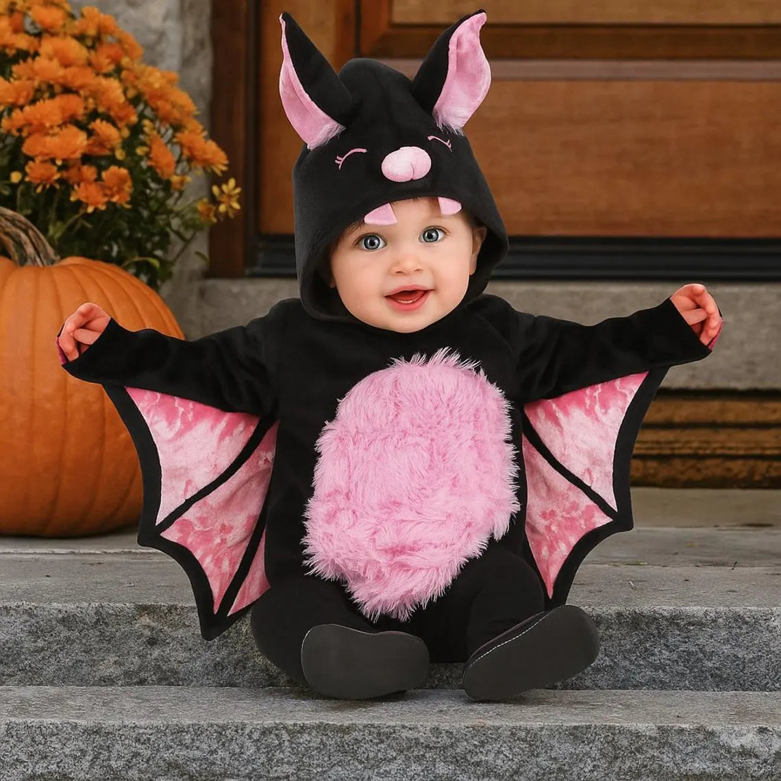 Baby Pink Vampire Bat Costume – Infant Halloween Outfit with Wings – Cute & Spooky Baby Bat Costume nirvanaguru