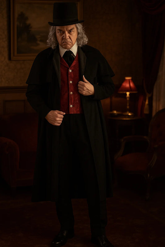 Classic Ebenezer Scrooge Costume for Adults | A Christmas Carol Outfit with Black Coat, Red Vest & Top Hat | Victorian Attire nirvanaguru
