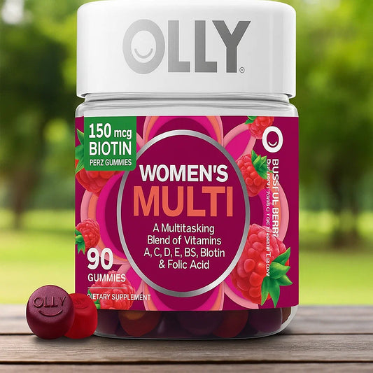 OLLY Women's Multivitamin Gummy, Vitamins A, D, C, E, Biotin, Folic Acid, Adult Chewable Vitamin, Berry Flavor, 45 Day Supply - 90 Count Nirvana Guru